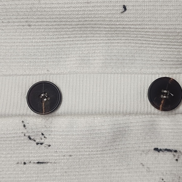 Beautifully Broken White Button-Up Cardigan with Black Accents. Sz L - Picture 5 of 6